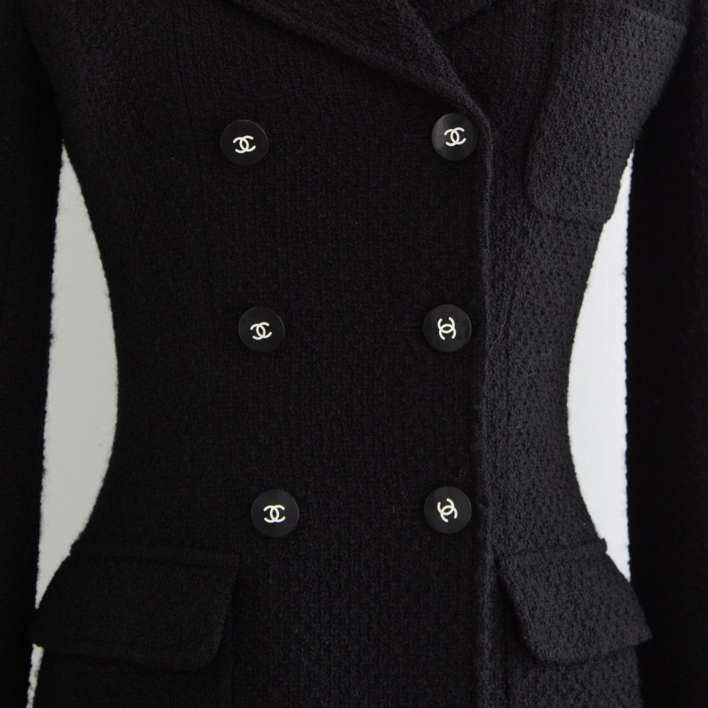 Chanel Vintage F/W 1995 Black White Logo Tweed 95A Jacket - Picture 6 of 16